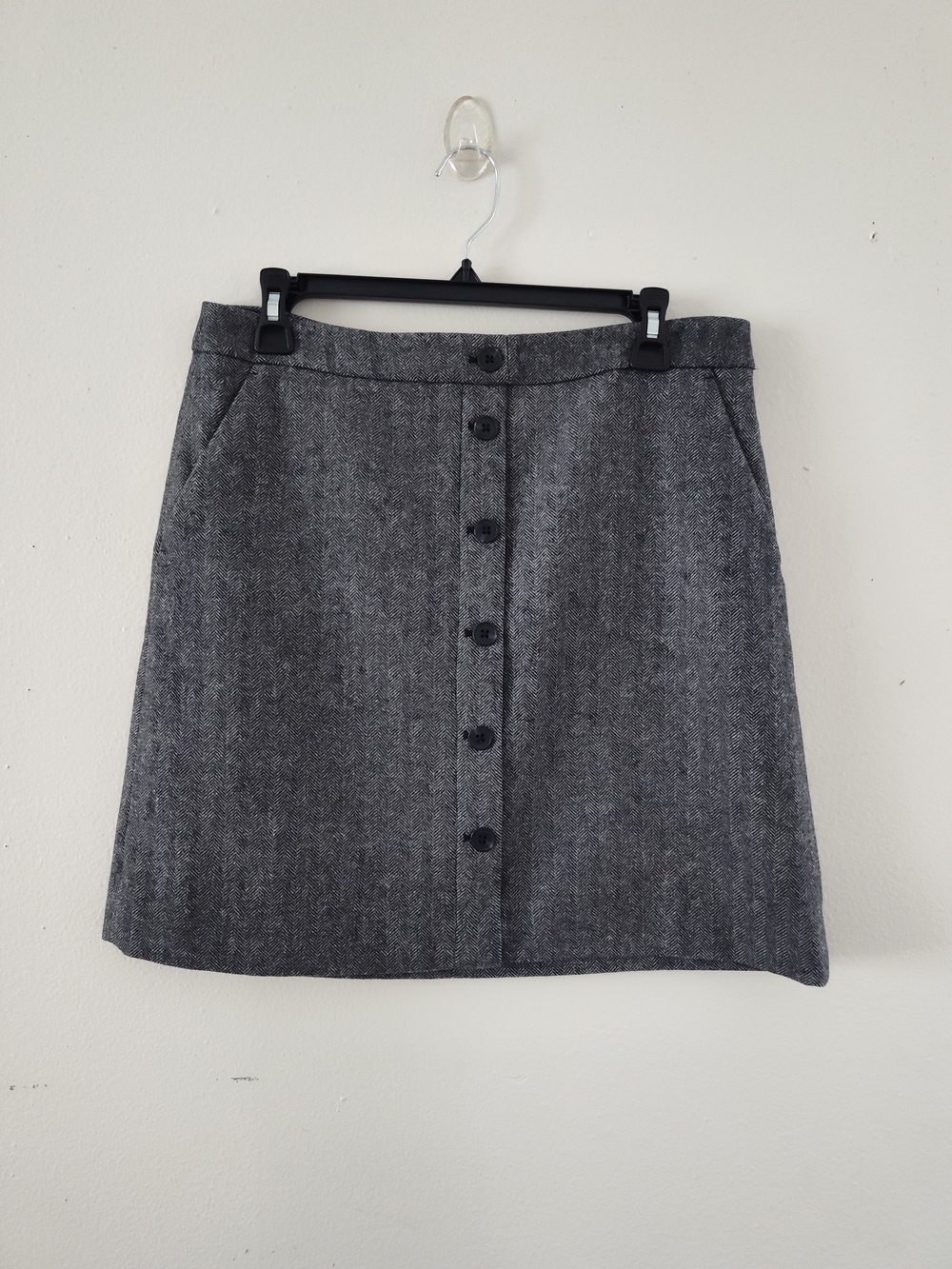 J. Crew Factory Wool Herringbone Button-Front Mini Skirt